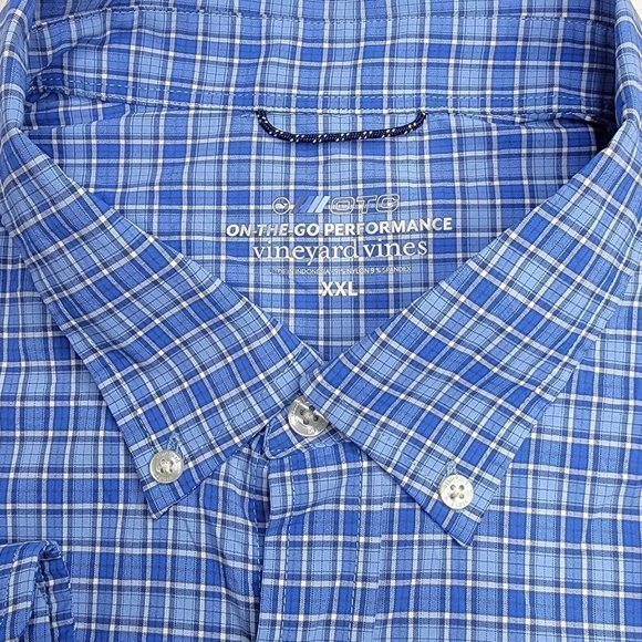 Vineyard Vines 2XL OTG Performance Blue Plaid Long Sleeve Button Front‎ Shirt - Picture 4 of 4